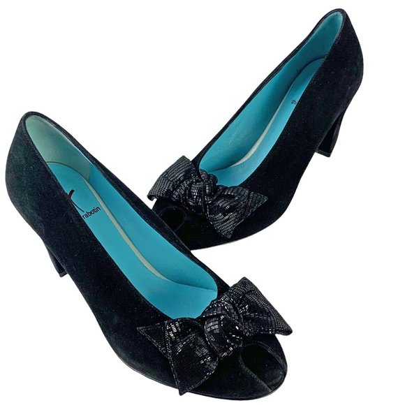 THIERRY RABOTIN Yvette Suede Peep-Toe Bow Pumps ***NWOB - Picture 4 of 11